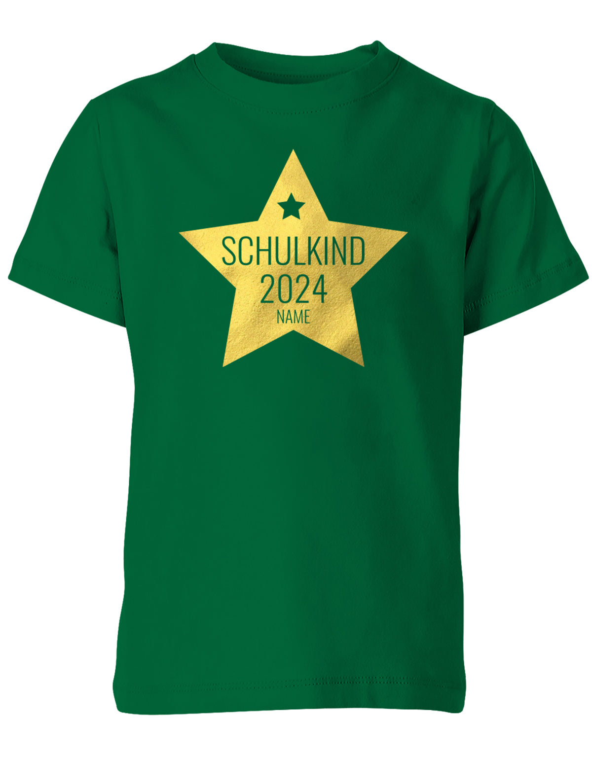 Goldener Stern Schulkind 2024 mit Name -Einschulung T-Shirt