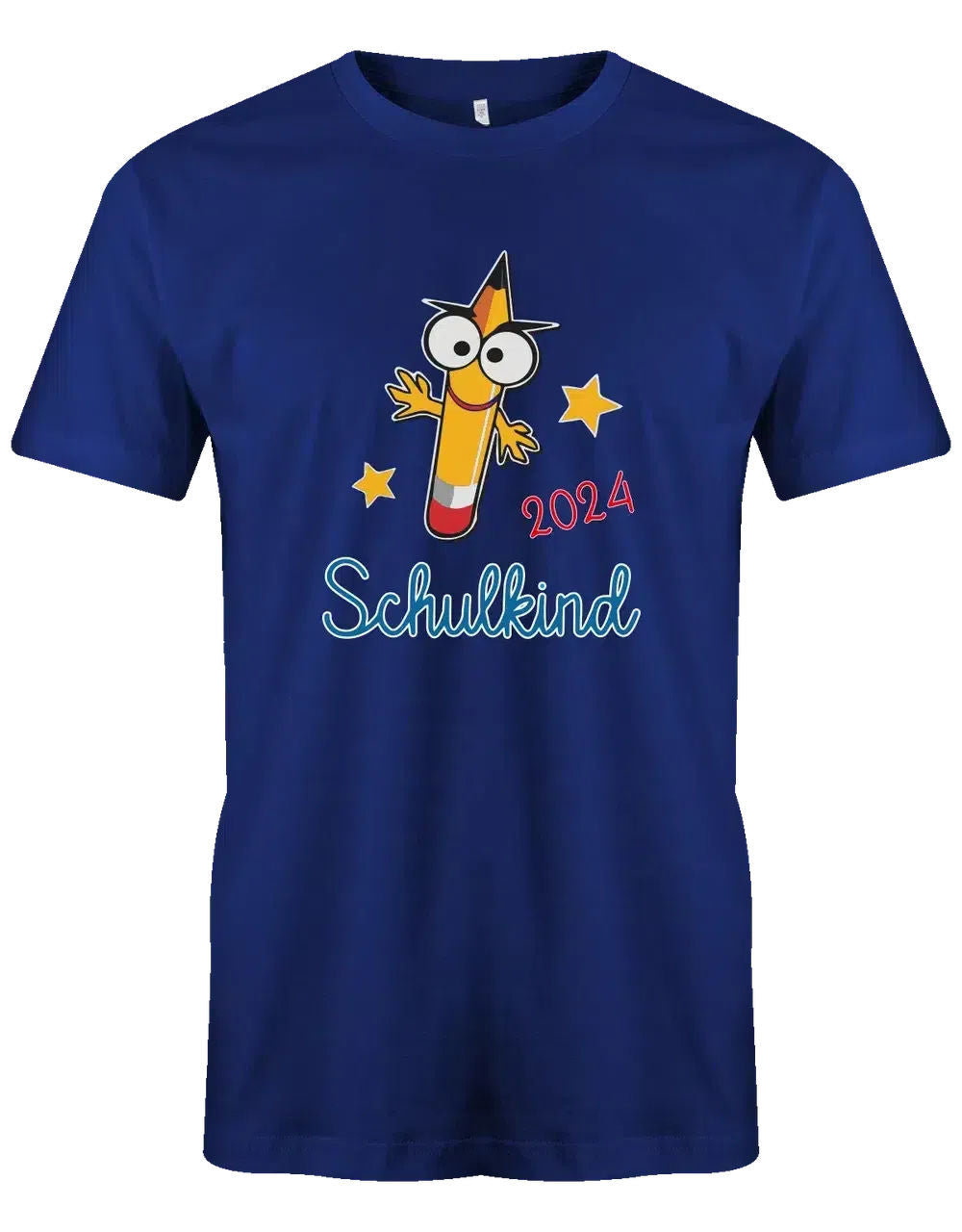 Schulkind mit Wunschjahr - Bleistift Gesicht - Kinder T-Shirt royalblau