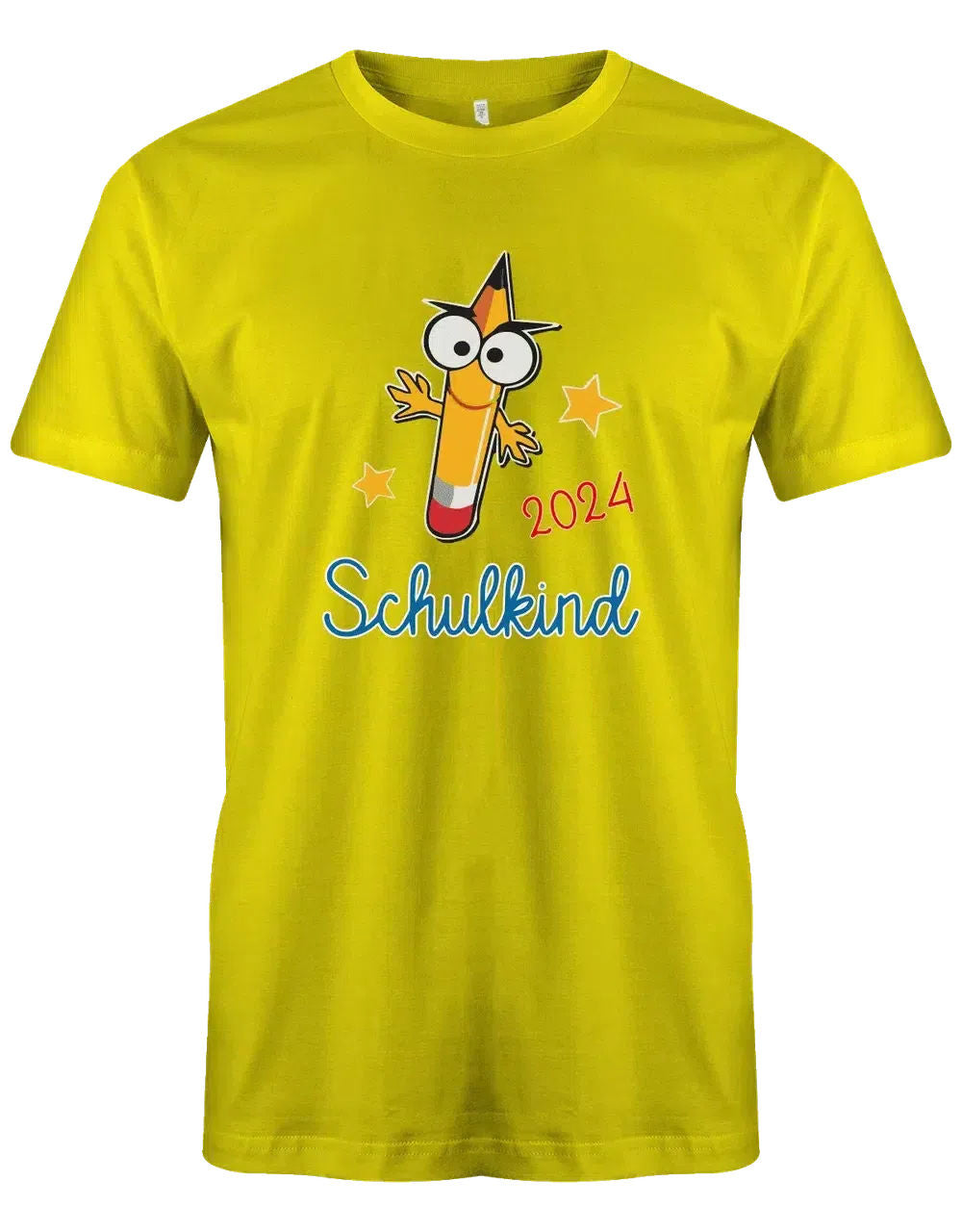 Schulkind mit Wunschjahr - Bleistift Gesicht - Kinder T-Shirt gelb