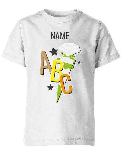 Schulkind ABC Schultüte Große Buchstaben Sterne mit Name T-Shirt