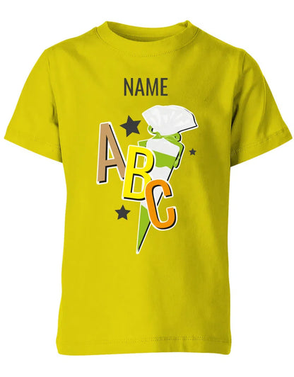 Schulkind ABC Schultüte Große Buchstaben Sterne mit Name T-Shirt