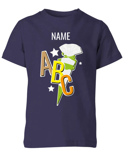 Schulkind ABC Schultüte Große Buchstaben Sterne mit Name T-Shirt
