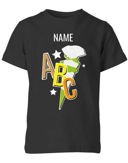 Schulkind ABC Schultüte Große Buchstaben Sterne mit Name T-Shirt