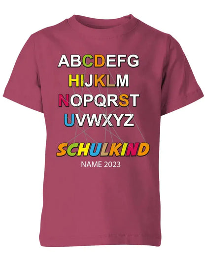 Schulkind Alphabet ABC mit Name - Einschulung T-Shirt