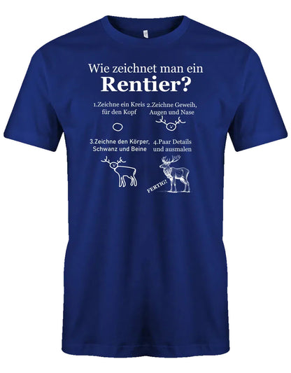 So zeichnet man ein Rentier - Weihnachten - Herren T-Shirt Royalblau