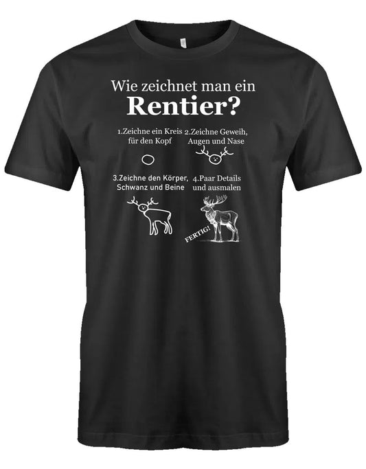 So zeichnet man ein Rentier - Weihnachten - Herren T-Shirt schwarz