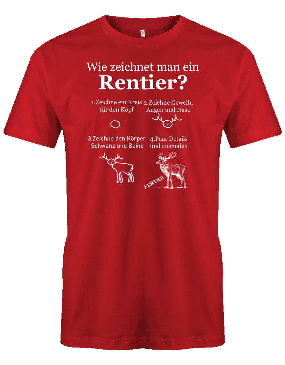 So zeichnet man ein Rentier - Weihnachten - Herren T-Shirt Rot