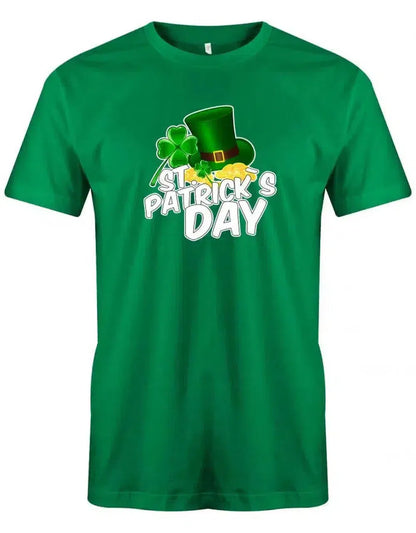 St. Patricks Day - Zylinder Kleeblatt Goldmünzen - Irisch - Herren T-Shirt