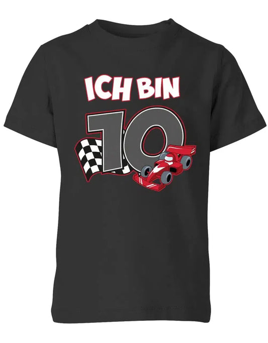 T-Shirt 10 Geburtstag Autorennen Rennfahrer Rennwagen Motorsport für Junge und Mädchen