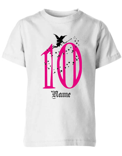 T-Shirt 10 Geburtstag Fee mit Glitzersternchen personalisierbar mit Name für Mädchen