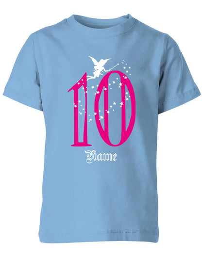 T-Shirt 10 Geburtstag Fee mit Glitzersternchen personalisierbar mit Name für Mädchen