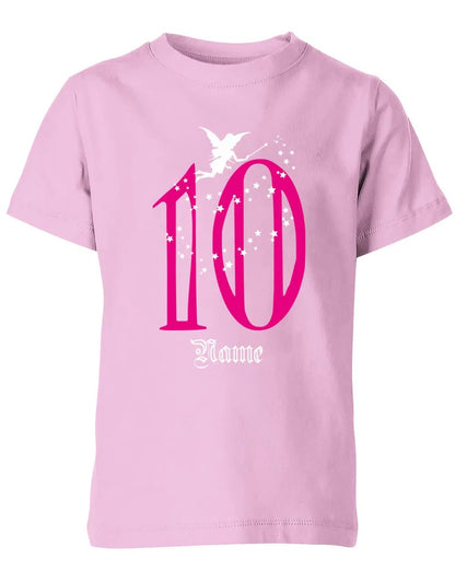 T-Shirt 10 Geburtstag Fee mit Glitzersternchen personalisierbar mit Name für Mädchen