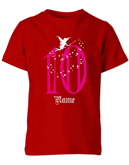 T-Shirt 10 Geburtstag Fee mit Glitzersternchen personalisierbar mit Name für Mädchen