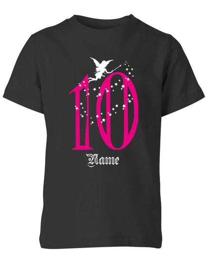 T-Shirt 10 Geburtstag Fee mit Glitzersternchen personalisierbar mit Name für Mädchen