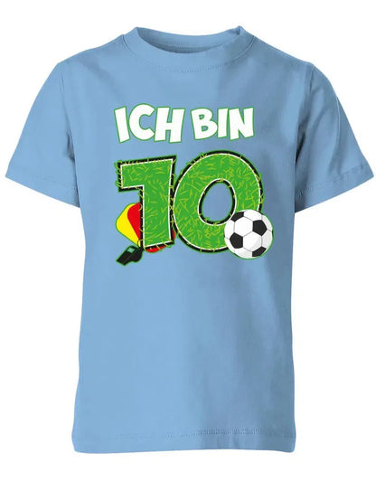 T-Shirt 10 Geburtstag Fußball Fußballer Rote Gelbe Karte für Junge und Mädchen