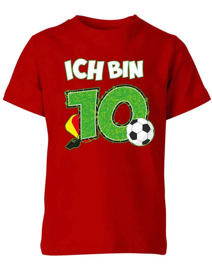 T-Shirt 10 Geburtstag Fußball Fußballer Rote Gelbe Karte für Junge und Mädchen
