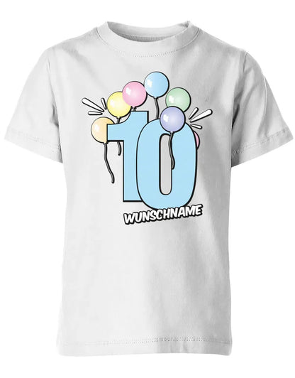 T-Shirt 10 Geburtstag Pastell Luftballons personalisiert mit Name für Junge und Mädchen