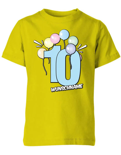 T-Shirt 10 Geburtstag Pastell Luftballons personalisiert mit Name für Junge und Mädchen