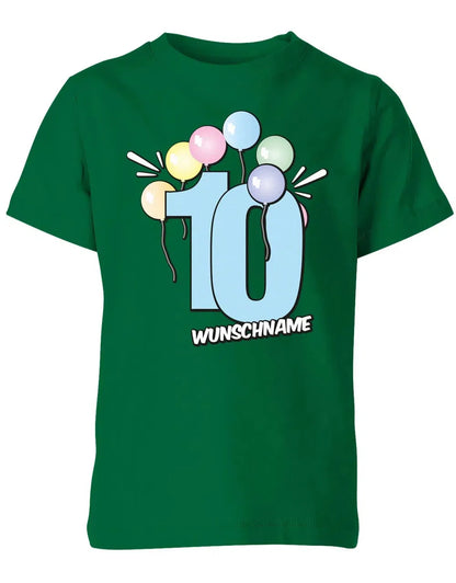 T-Shirt 10 Geburtstag Pastell Luftballons personalisiert mit Name für Junge und Mädchen