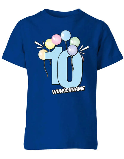 T-Shirt 10 Geburtstag Pastell Luftballons personalisiert mit Name für Junge und Mädchen