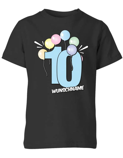 T-Shirt 10 Geburtstag Pastell Luftballons personalisiert mit Name für Junge und Mädchen