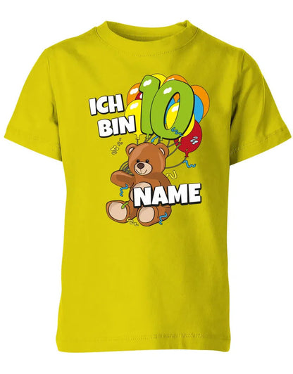 T-Shirt 10 Geburtstag ich bin 10 Teddybär mit 10 Luftballons und Name