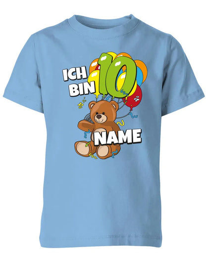 T-Shirt 10 Geburtstag ich bin 10 Teddybär mit 10 Luftballons und Name