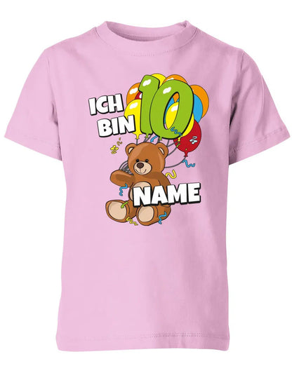 T-Shirt 10 Geburtstag ich bin 10 Teddybär mit 10 Luftballons und Name