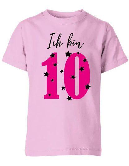 T-Shirt 10 Geburtstag ich bin 10 mit Sterne verziert für Mädchen