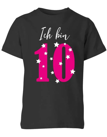 T-Shirt 10 Geburtstag ich bin 10 mit Sterne verziert für Mädchen