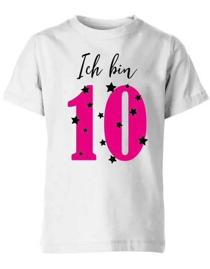 T-Shirt 10 Geburtstag ich bin 10 mit Sterne verziert für Mädchen