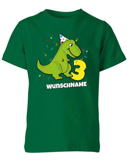 T-Shirt 3 Geburtstag Dinosaurier personalisiert mit Name für Junge