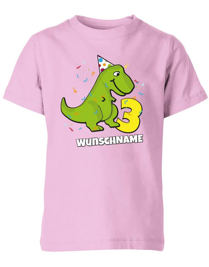 T-Shirt 3 Geburtstag Dinosaurier personalisiert mit Name für Junge