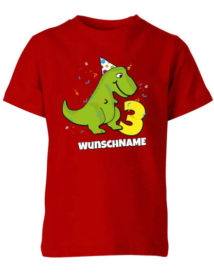 T-Shirt 3 Geburtstag Dinosaurier personalisiert mit Name für Junge