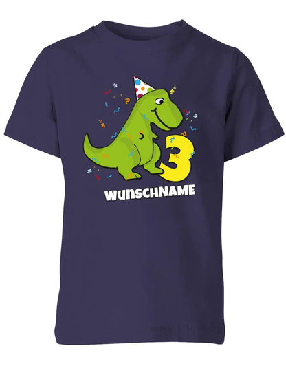 T-Shirt 3 Geburtstag Dinosaurier personalisiert mit Name für Junge