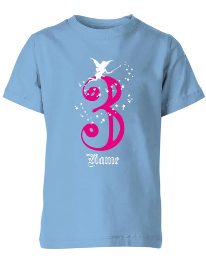 T-Shirt 3 Geburtstag Fee mit Glitzersternchen personalisierbar mit Name für Mädchen