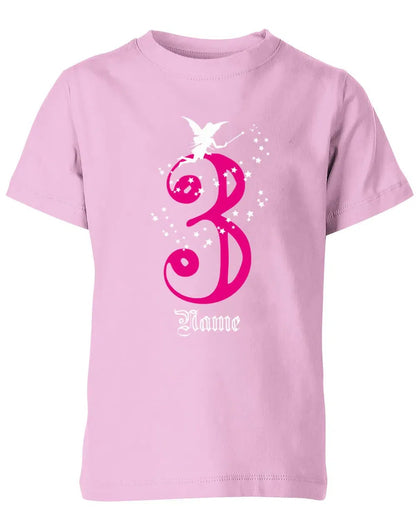 T-Shirt 3 Geburtstag Fee mit Glitzersternchen personalisierbar mit Name für Mädchen