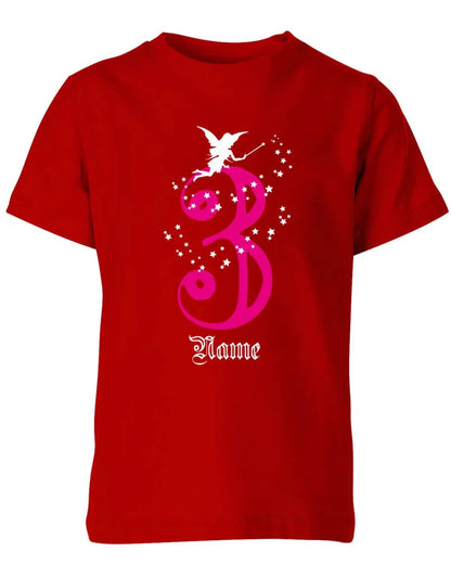 T-Shirt 3 Geburtstag Fee mit Glitzersternchen personalisierbar mit Name für Mädchen