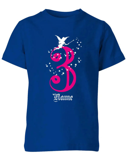 T-Shirt 3 Geburtstag Fee mit Glitzersternchen personalisierbar mit Name für Mädchen