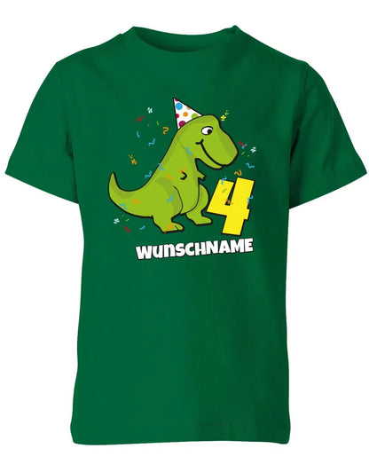 T-Shirt 4 Geburtstag Dinosaurier personalisiert mit Name für Junge