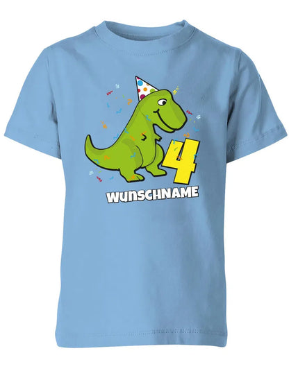 T-Shirt 4 Geburtstag Dinosaurier personalisiert mit Name für Junge