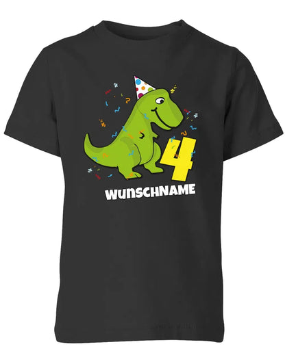T-Shirt 4 Geburtstag Dinosaurier personalisiert mit Name für Junge