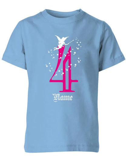 T-Shirt 4 Geburtstag Fee mit Glitzersternchen personalisierbar mit Name für Mädchen