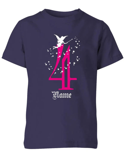 T-Shirt 4 Geburtstag Fee mit Glitzersternchen personalisierbar mit Name für Mädchen
