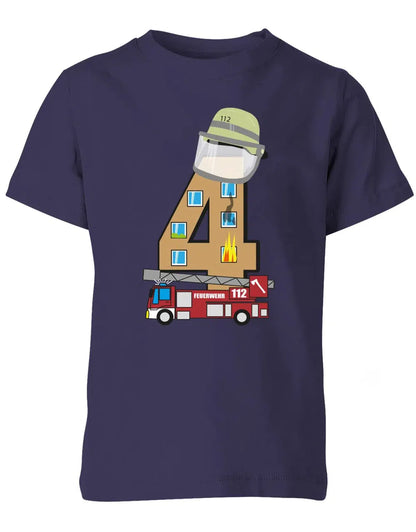 T-Shirt 4 Geburtstag Feuerwehr Junge und Mädchen