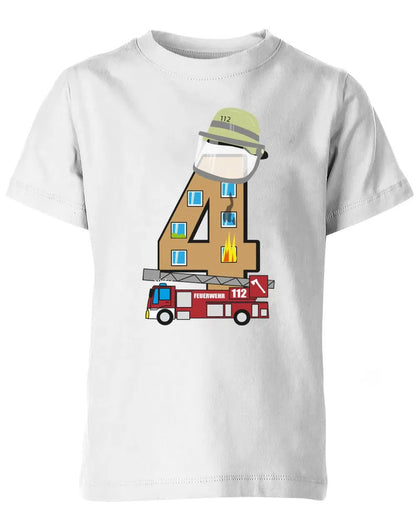 T-Shirt 4 Geburtstag Feuerwehr Junge und Mädchen