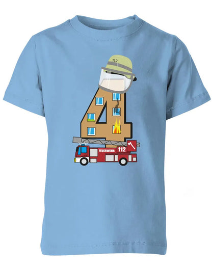 T-Shirt 4 Geburtstag Feuerwehr Junge und Mädchen