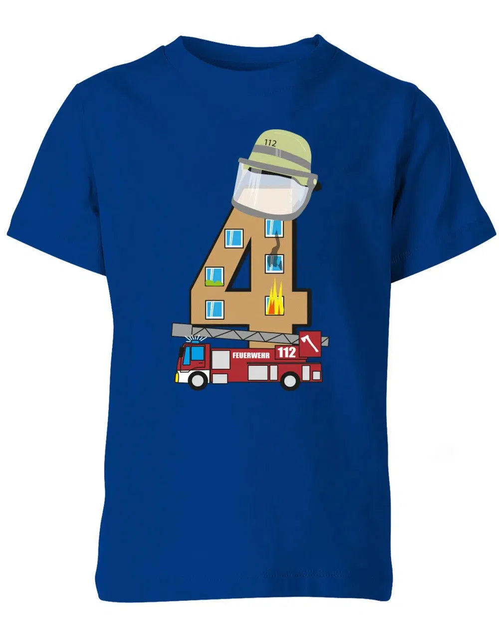 T-Shirt 4 Geburtstag Feuerwehr Junge und Mädchen