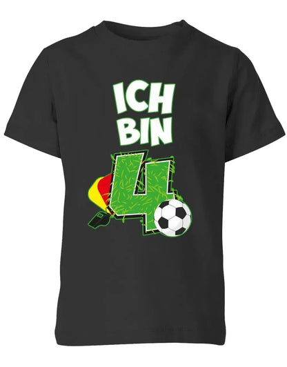 T-Shirt 4 Geburtstag Fußball Fußballer Rote Gelbe Karte für Junge und Mädchen