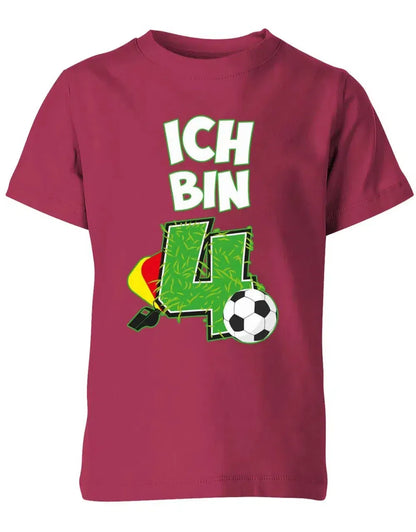 T-Shirt 4 Geburtstag Fußball Fußballer Rote Gelbe Karte für Junge und Mädchen